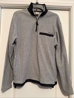 Old Navy Men's Light Gray Quarter-Zip Pullover with Black Trim